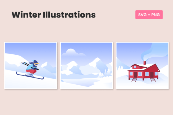 3 Winter Illustrations SVG PNG Files