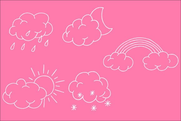 5 Doodle Illustrations About the Weather for Graphics