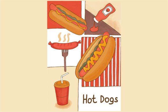 6 Hot Dog Illustrations Graphics & Illustrations