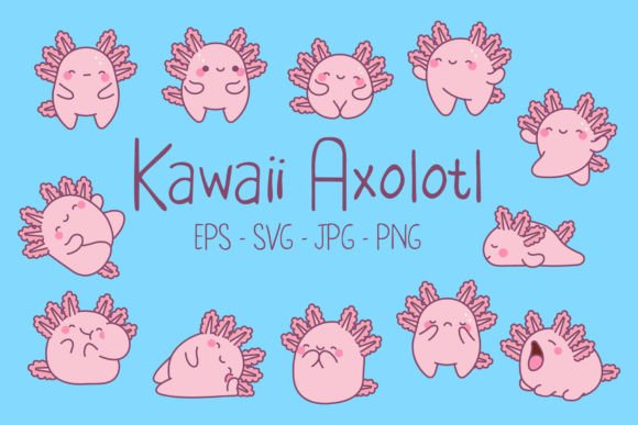 Axolotl Kawaii Set Illustrations: A Designer's Review