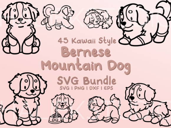 Bernese Mountain Dog SVG Illustrations for Graphics & Publishing