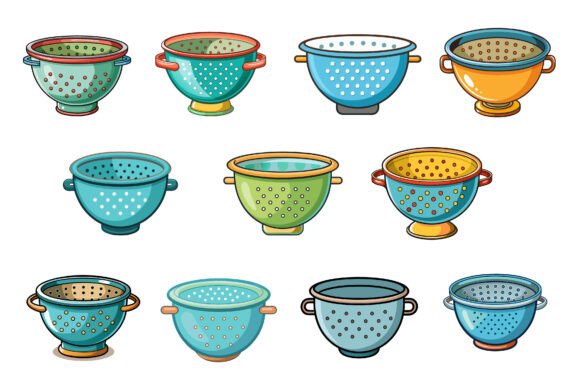 Colander Vector Illustrations Bundle: Graphics & Illustrations for Crafters