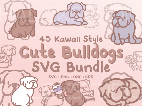 Cute Bulldogs SVG Illustrations for Graphics & Illustrations