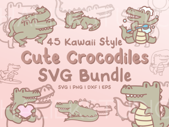 Cute Crocodiles SVG Illustrations for Graphics & Design