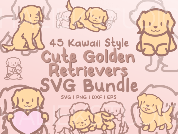 Cute Golden Retrievers SVG Illustrations & Graphics Review