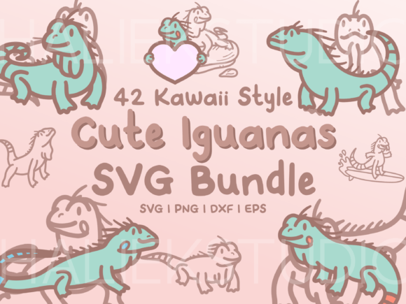 Cute Iguanas SVG Illustrations: Graphics for Digital Sellers