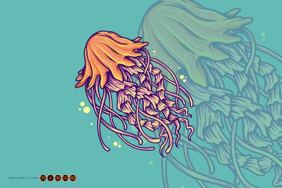 Cute JellyFish Under Water Illustrations: Graphics for Brand Charm