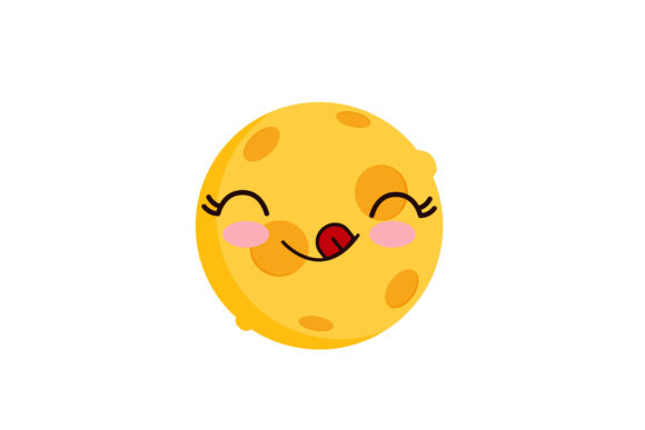 Kawaii Cute Moon Graphics & Illustrations