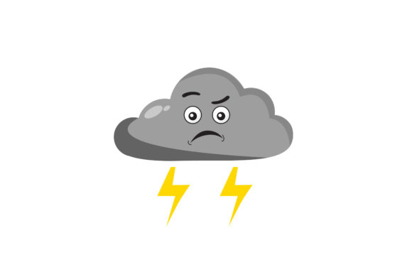 Kawaii Cute Thunder Cloud Graphics & Illustrations