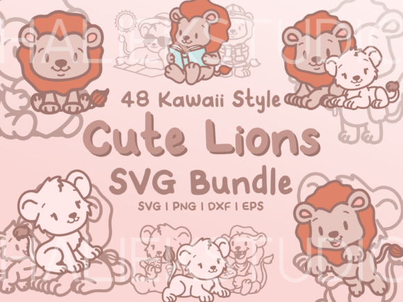 Lion SVG Illustrations: Kawaii Designs for Real Embroidery