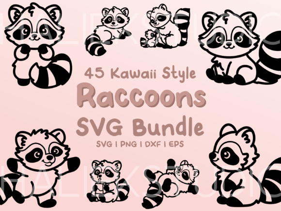 Raccoons SVG Illustrations: Kawaii Graphics for Crafting