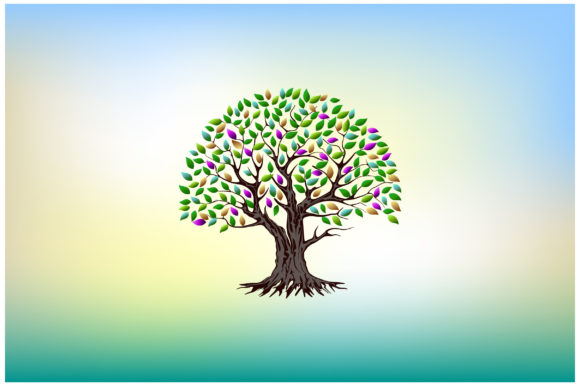 Tree Illustrations with Colorful Leaves Graphics Review